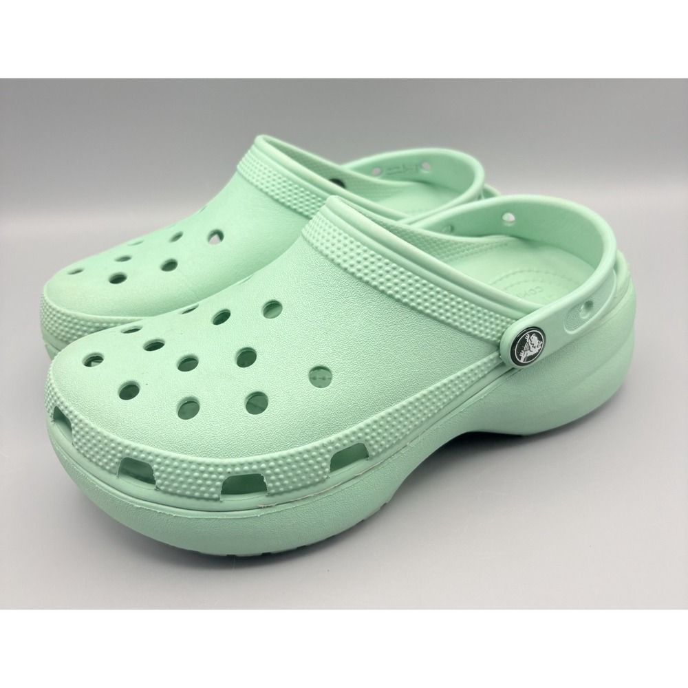 Crocs Bae Platform Chunky Stomp Clogs Women's 7 Mint Green Thick Heel 206759